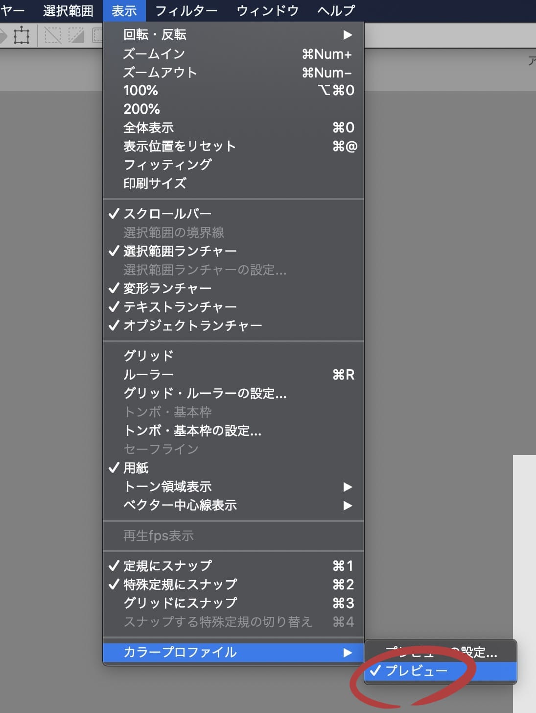 プレビューの有効